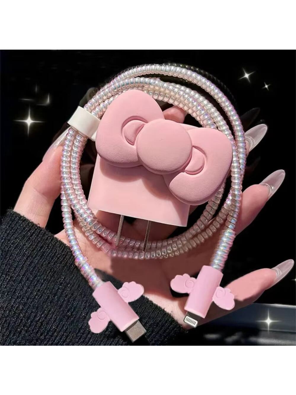 Big Pink Bow iPhone Charger Cable Protectors P17